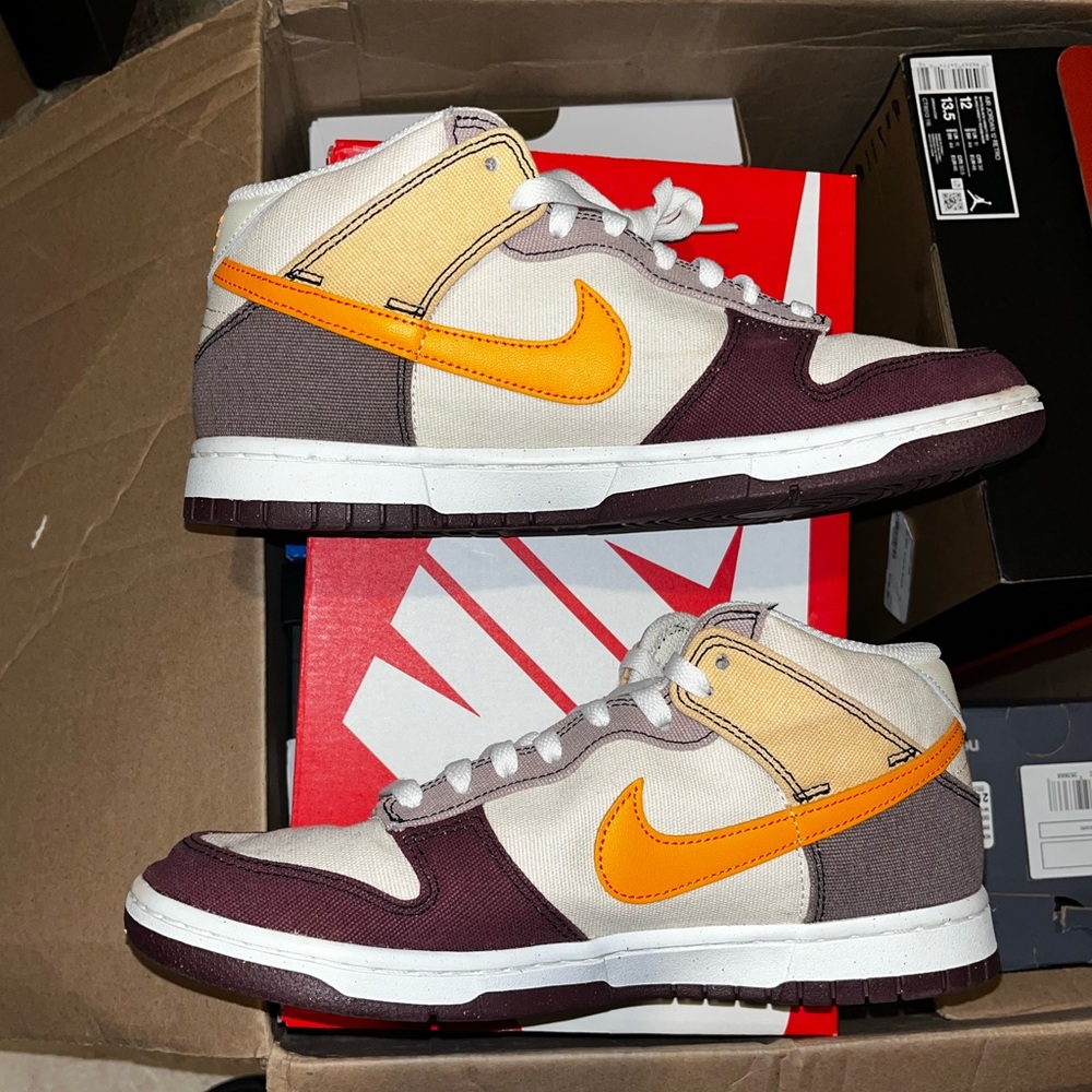 Nike Dunk Mid “ Coconut Milk Plum Orange “ Mens Sneakers.